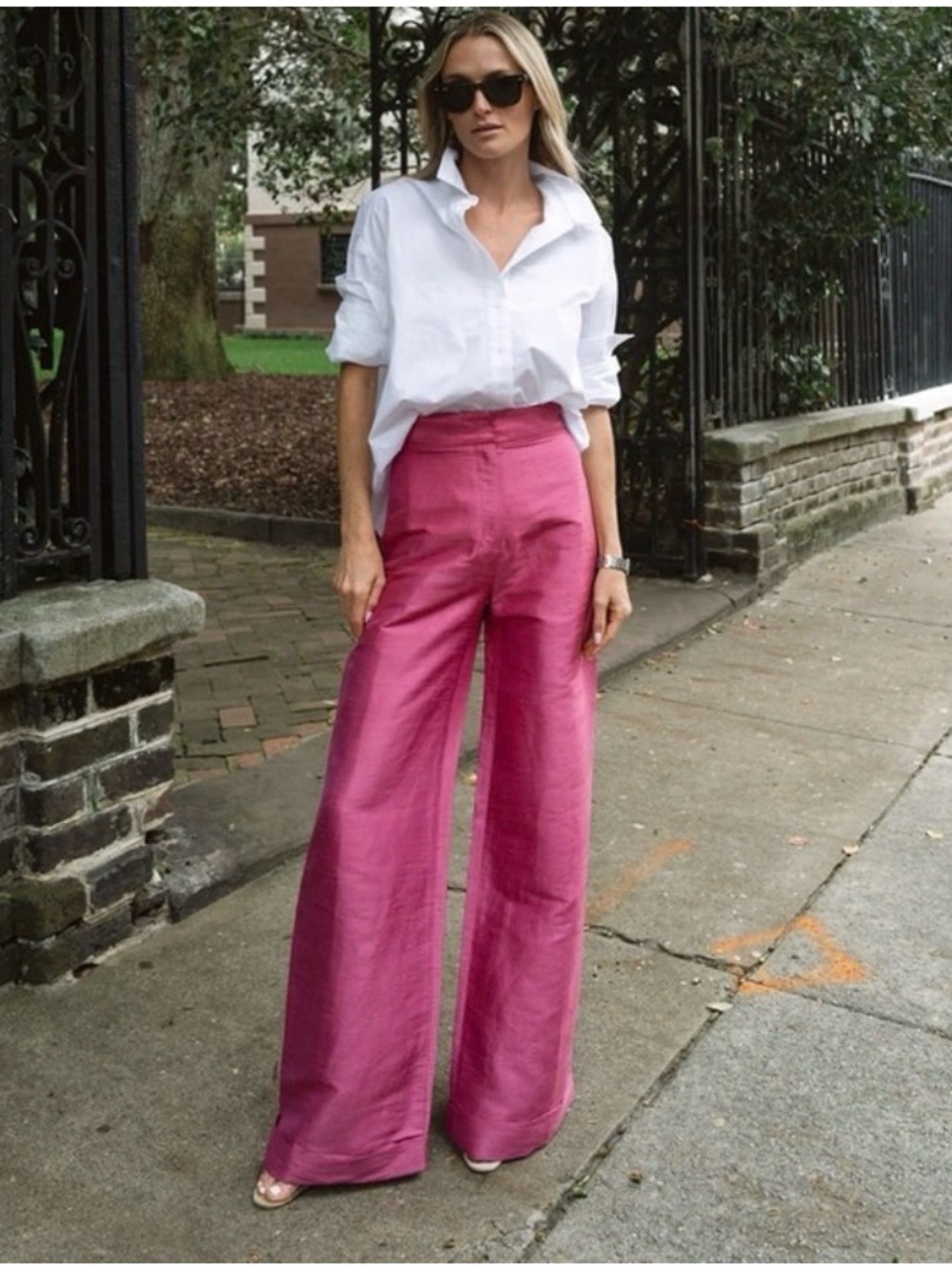 Julia Amory Julia Dupioni Silk Cuffed Wide-Leg Pant